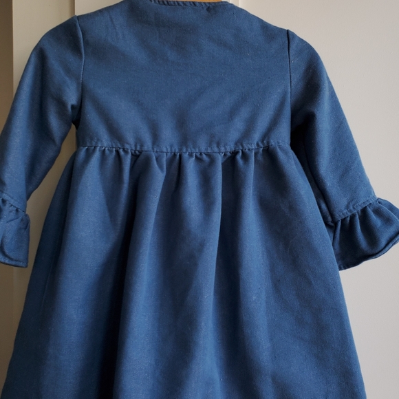 Girls Pink and Blue Polka Dot Dress & Denim Jacket - Picture 4 of 6